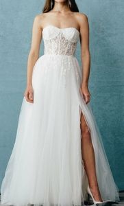 COPY - Off white sexy strapless wedding gown bridal dress